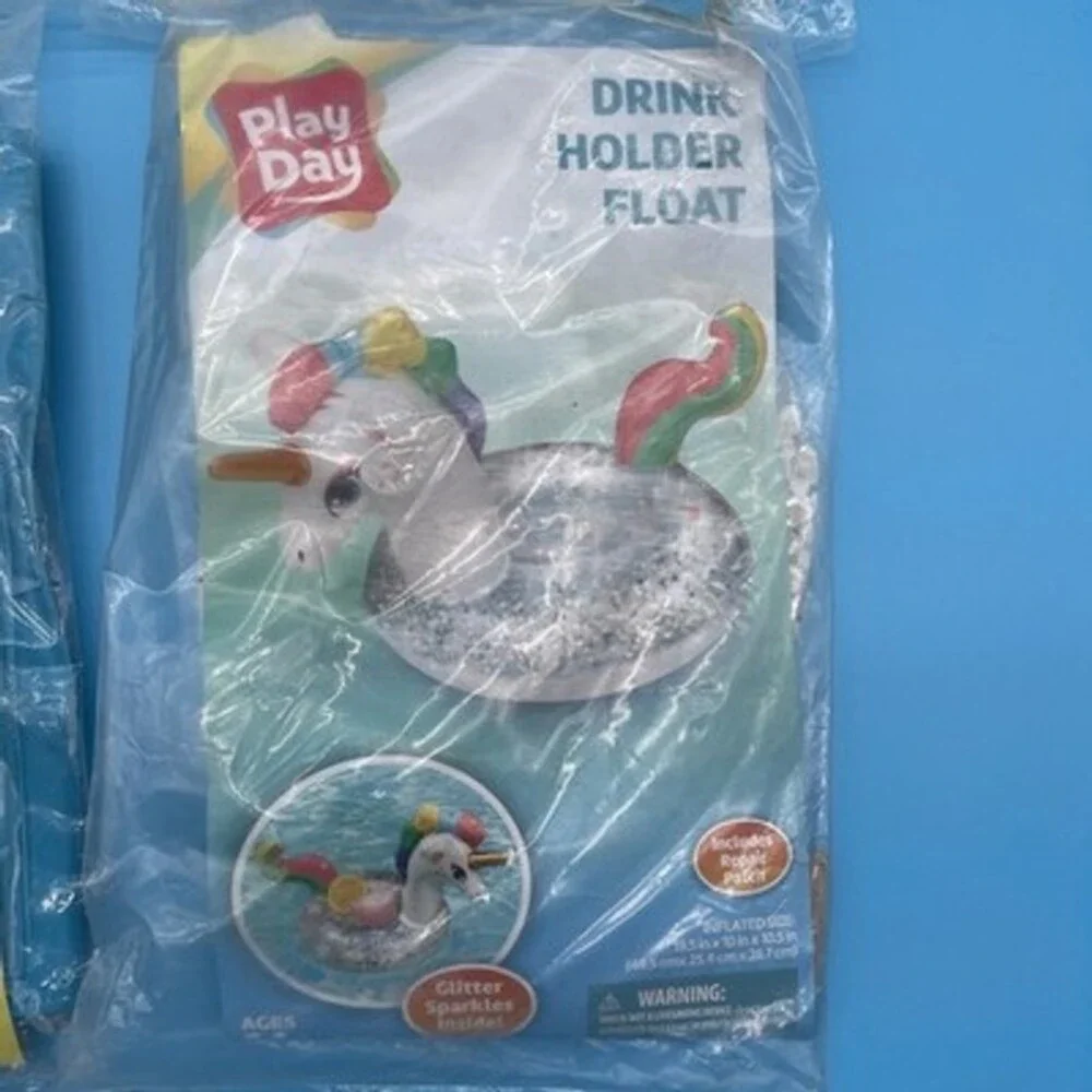 4 Play Day Inflatables - 2- 13” Beach Balls, Set Of Armbands Drink Holder Float